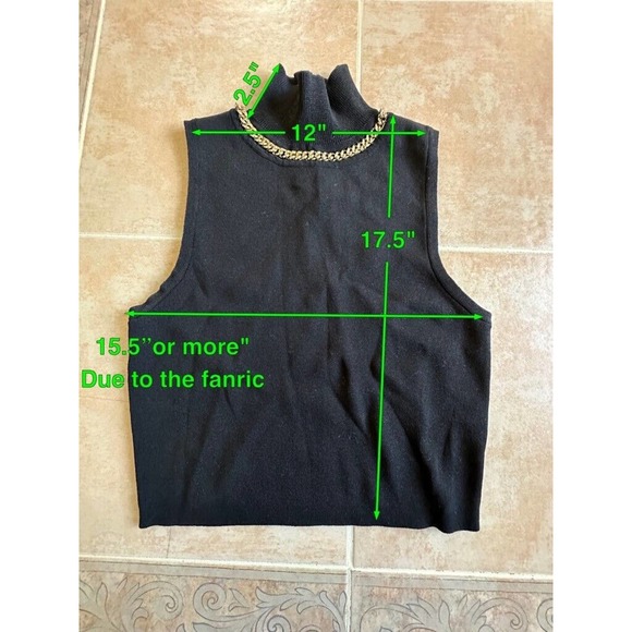 Zara Worn once knit sleeveless Mock collar top chain detail Women size M - Picture 6 of 6